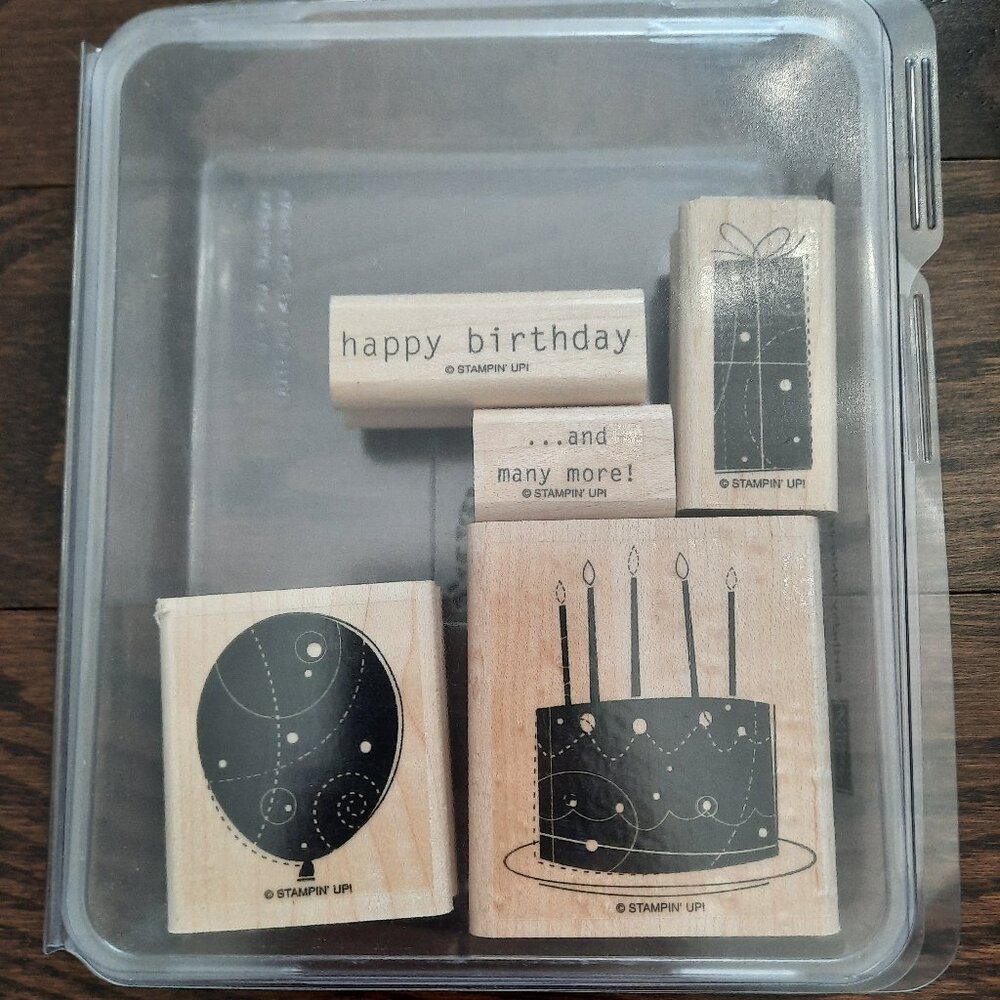 Stampin' Up! Birthday Whimsy Wood Mounted Rubber Stamp Set